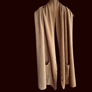 Coco & Carmen Camel Button Front Shawl Wrap Scarf with Pockets 74 x 20